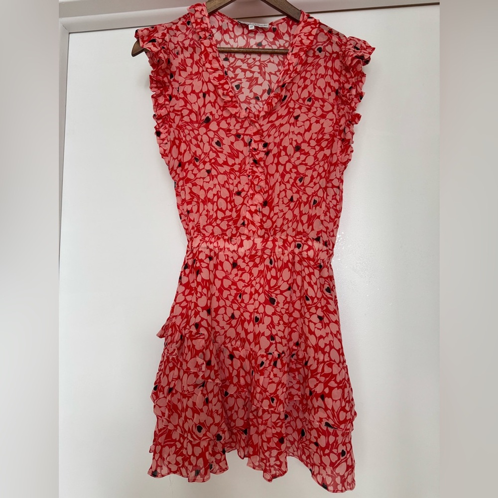 Karina Grimaldi Sheer Top Red Floral Mini Dress (stunner)❤️🤍🖤